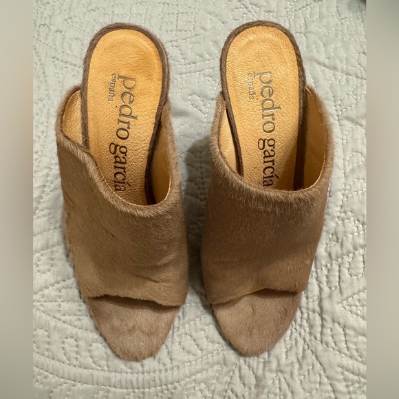 Pedro Garcia Tan Calf Hair Open Toe Stiletto Pump Size US 7.5 / EU 38.5 Women’s - Picture 3 of 9